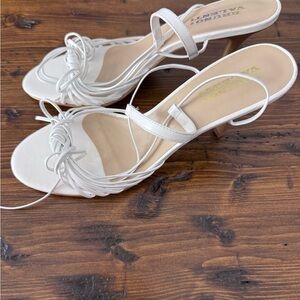 Elegant White Leather Women's Sandals